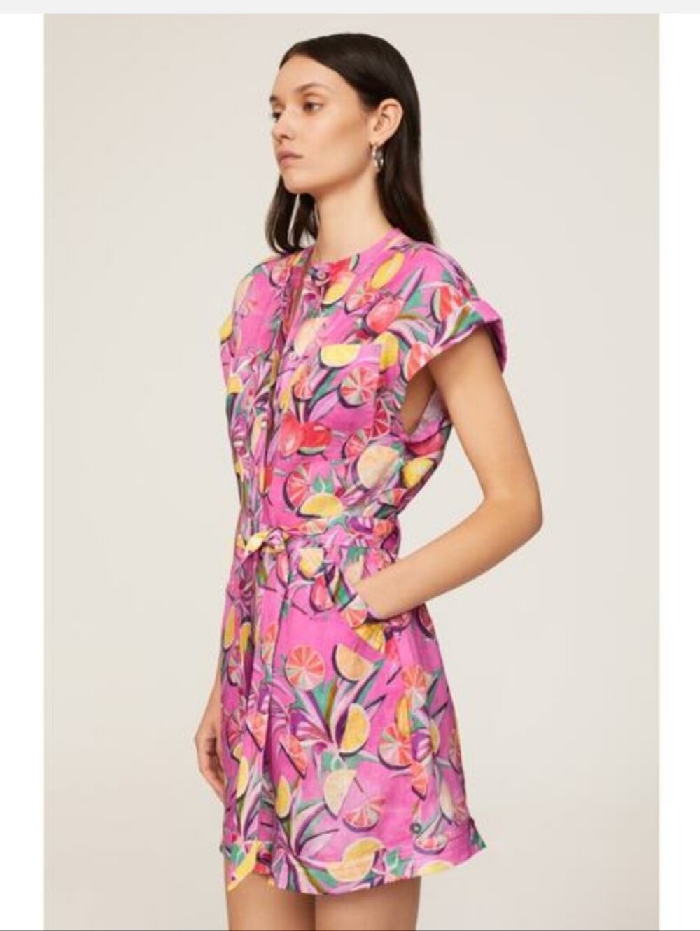 Scotch & Soda Citrus Fruit Print Linen Romper Medium